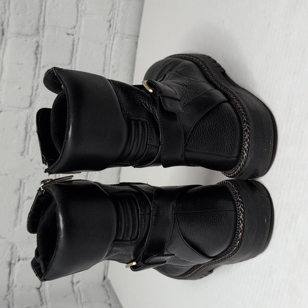 Vince Camuto Repla Black Leather Lace Up Moto Combat Boots - Picture 5 of 8